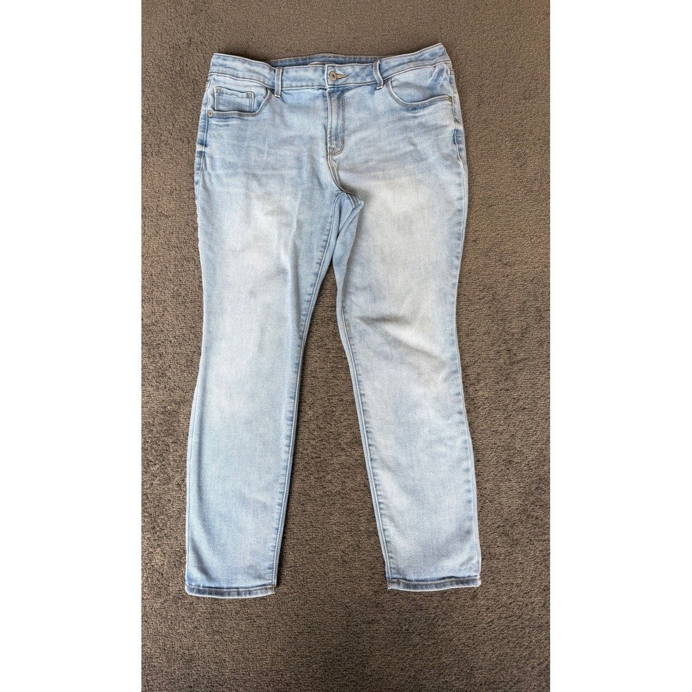 Old Navy Pop Icon Skinny Jeans Light Wash Blue Mid Rise Stretch Denim Womens 14